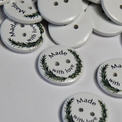 Holzknopf | Made with love | Grün